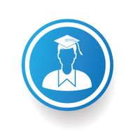 Student on blue button design clean vector N2