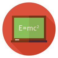 Flat Science and Education Chalkboard Circle Icon with Long Shad