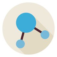 Flat Science Molecule and Atom Structure Circle Icon with Shadow