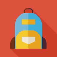 Flat School Bag Illustration with long Shadow