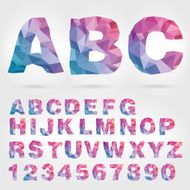 Vector polygon colorful alphabet with letters and numbers