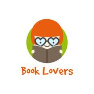 Vector funny girl in glasses logotype Book store logo