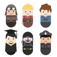 Set of flat colorful vector occupation people capsule design