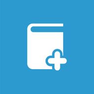 book add icon isolated white on the blue background