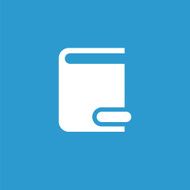 book minus icon isolated white on the blue background