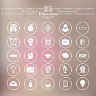 Icons flat is on Education the white blur background N2