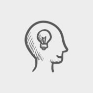 Human head with idea sketch icon