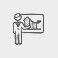 Businessman presenting with his chart sketch icon