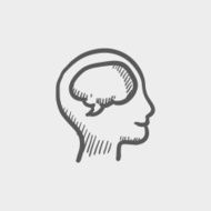 Human head with brain sketch icon