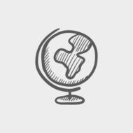 World globe with stand sketch icon
