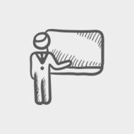 Professor and blackboard sketch icon