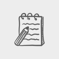 Writing pad and pen sketch icon