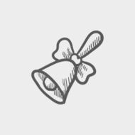 School bell with ribbon sketch icon