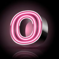 3d pink neon light letter O