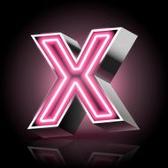 3d pink neon light letter X