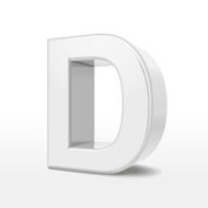 3d white alphabet D