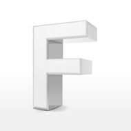 3d white alphabet F