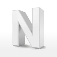 3d white alphabet N