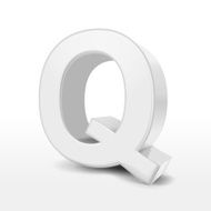 3d white alphabet Q