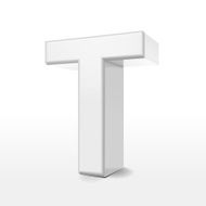 3d white alphabet T