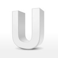 3d white alphabet U