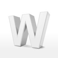 3d white alphabet W