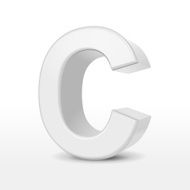 3d white alphabet C