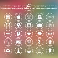 Icons flat is on Education the white blur background N3