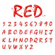 liquid red alphabets and numbers collection