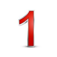 3d red metallic number 1