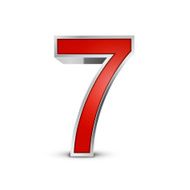 3d red metallic number 7