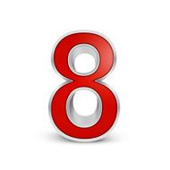 3d red metallic number 8