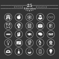 Education icons white on a black background