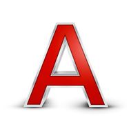 3d red metallic letter A