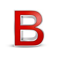 3d red metallic letter B