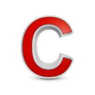 3d red metallic letter C