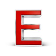 3d red metallic letter E