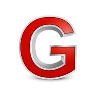 3d red metallic letter G