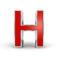 3d red metallic letter H