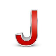 3d red metallic letter J