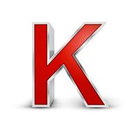 3d red metallic letter K