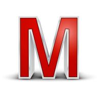 3d red metallic letter M