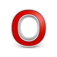 3d red metallic letter O