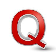 3d red metallic letter Q