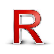 3d red metallic letter R