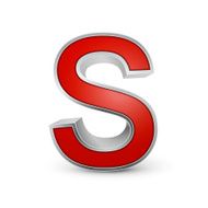 3d red metallic letter S