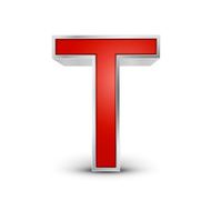 3d red metallic letter T