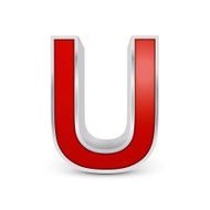 3d red metallic letter U