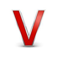 3d red metallic letter V