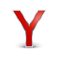 3d red metallic letter Y